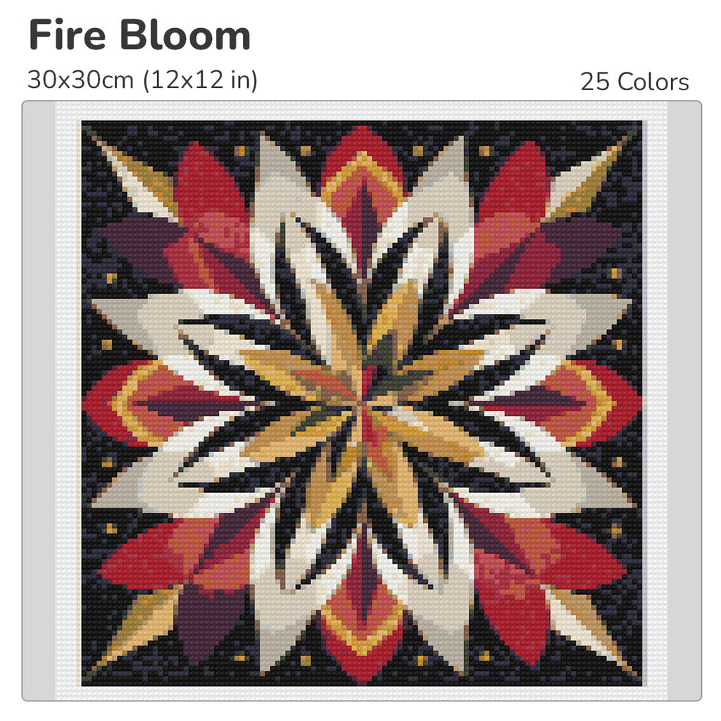 Fire Bloom Diamond Painting Kit-30x30cm (12x12 in)-Heartful Diamonds