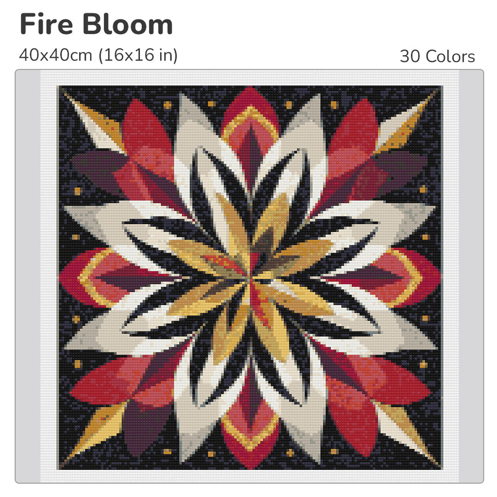 Fire Bloom Diamond Painting Kit-40x40cm (16x16 in)-Heartful Diamonds