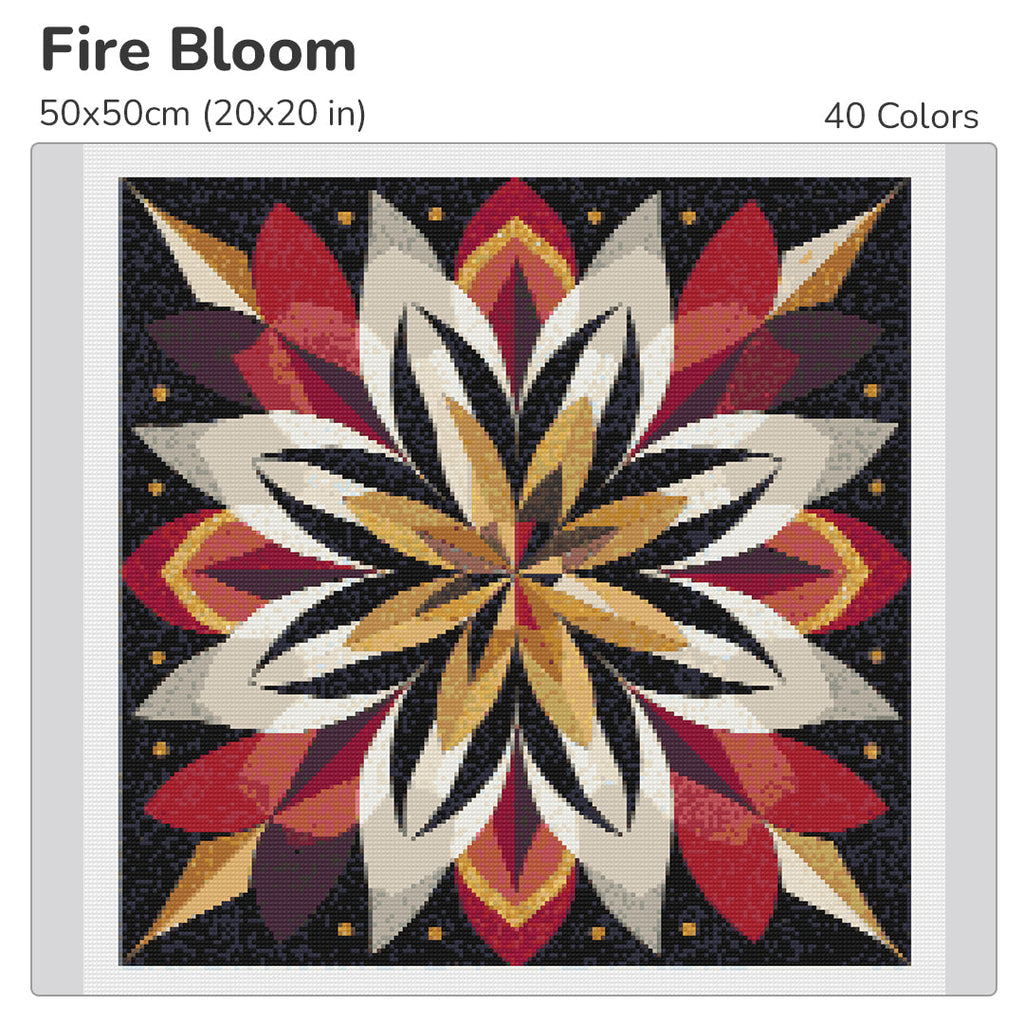 Fire Bloom Diamond Painting Kit-40x40cm (16x16 in)-Heartful Diamonds
