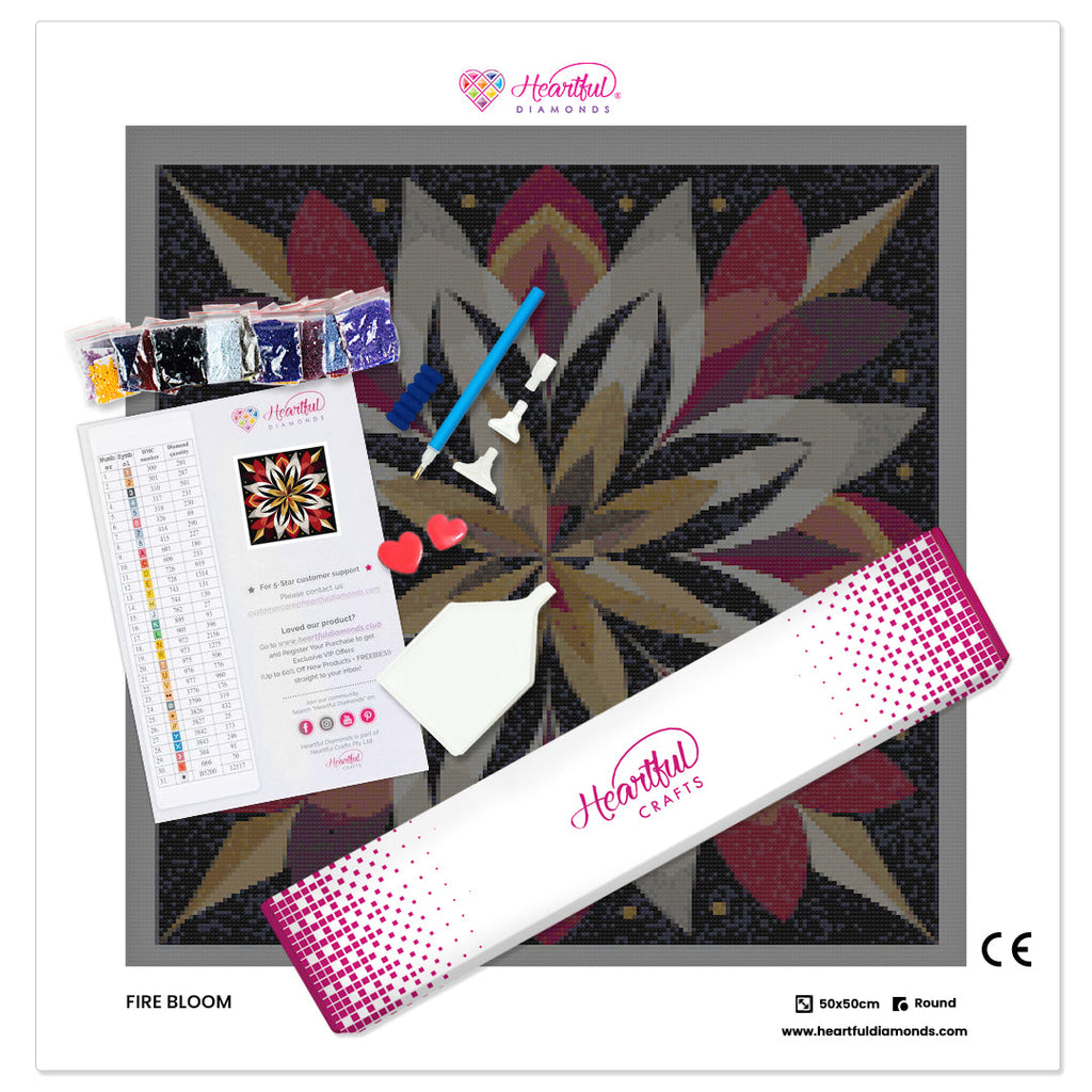 Fire Bloom Diamond Painting Kit-50x50cm (20x20 in)-Heartful Diamonds
