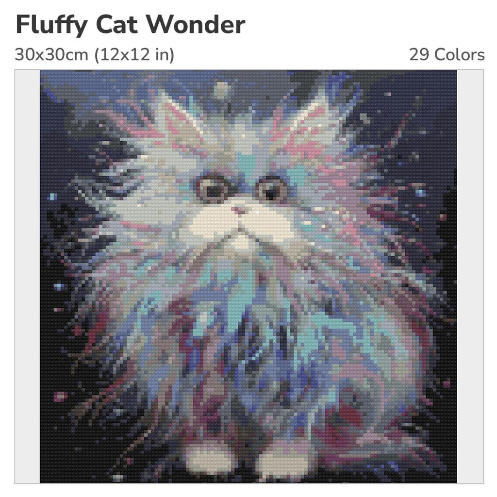 Fluffy Cat Wonder 30x30cm Diamond Painting Kit-Heartful Diamonds
