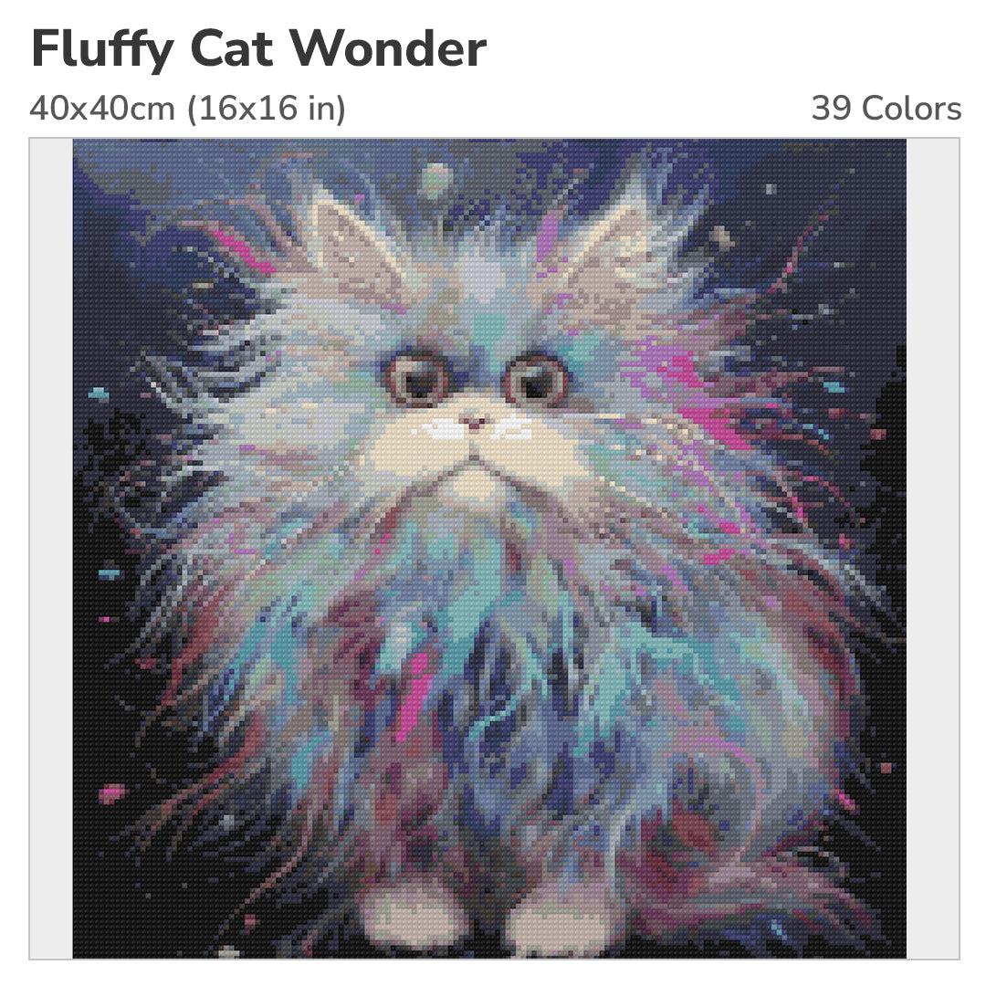Fluffy Cat Wonder 40x40cm Diamond Painting Kit-Heartful Diamonds