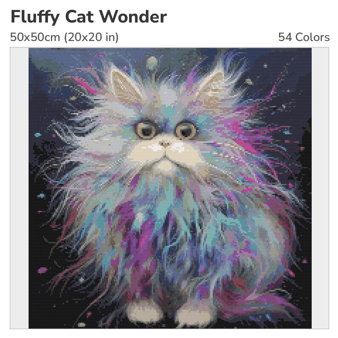 Fluffy Cat Wonder 50x50cm Diamond Painting Kit-Heartful Diamonds