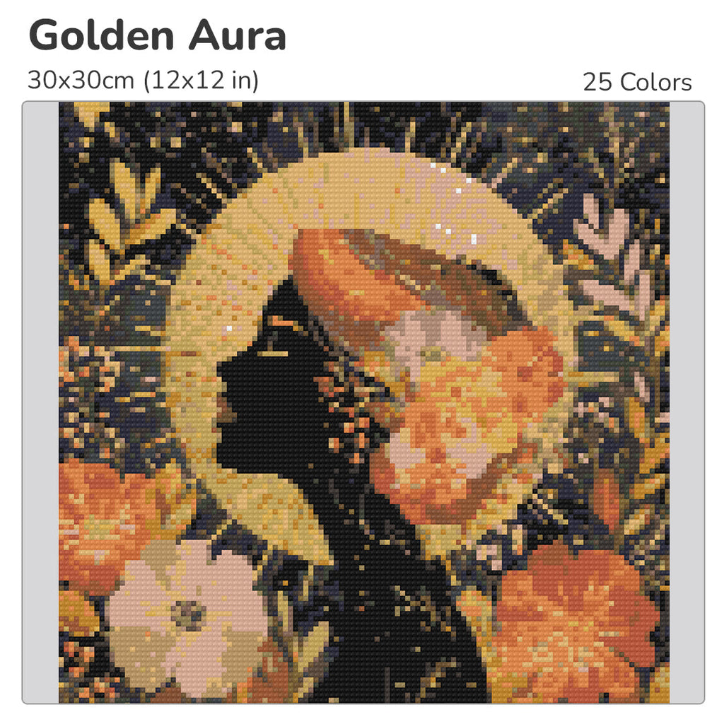 Golden Aura Diamond Painting Kit-30x30cm (12x12 in)-Heartful Diamonds