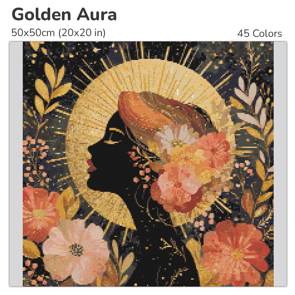 Golden Aura Diamond Painting Kit-40x40cm (16x16 in)-Heartful Diamonds