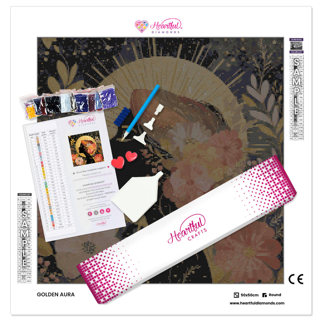 Golden Aura Diamond Painting Kit-50x50cm (20x20 in)-Heartful Diamonds