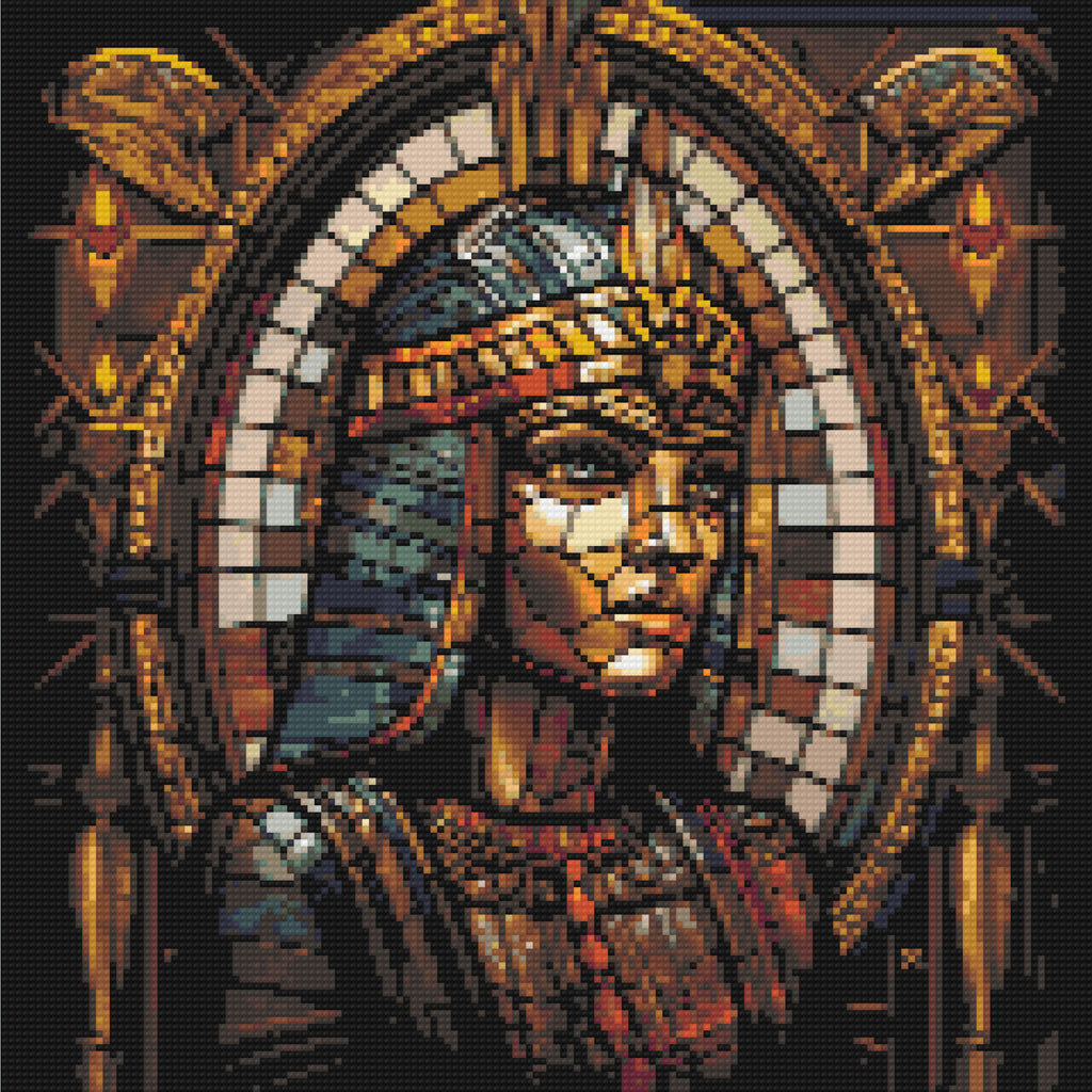 Golden Mummy Stained Glass Diamond Painting Kit-40x40cm (16x16 in)-Heartful Diamonds