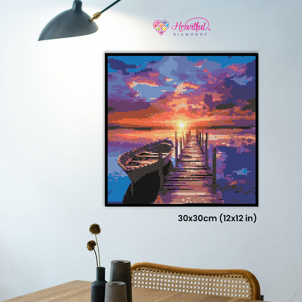 Harbor Glow Diamond Painting Kit-30x30cm (12x12 in)-Heartful Diamonds