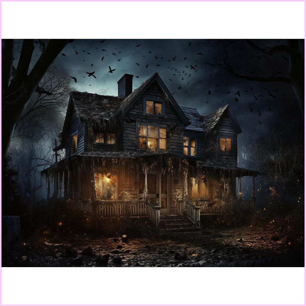 Haunted Cabin Diamond Painting Kit-70x50cm (28x20 in)-Heartful Diamonds