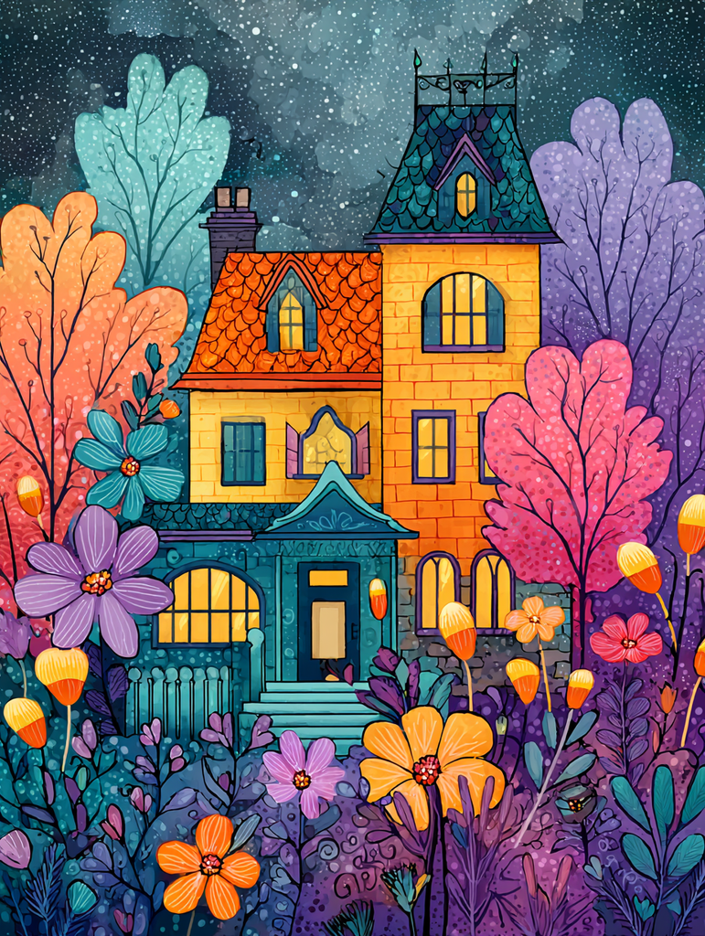 Haunted Candy House Diamond Painting Kit-30x40cm (12x16 in)-Heartful Diamonds