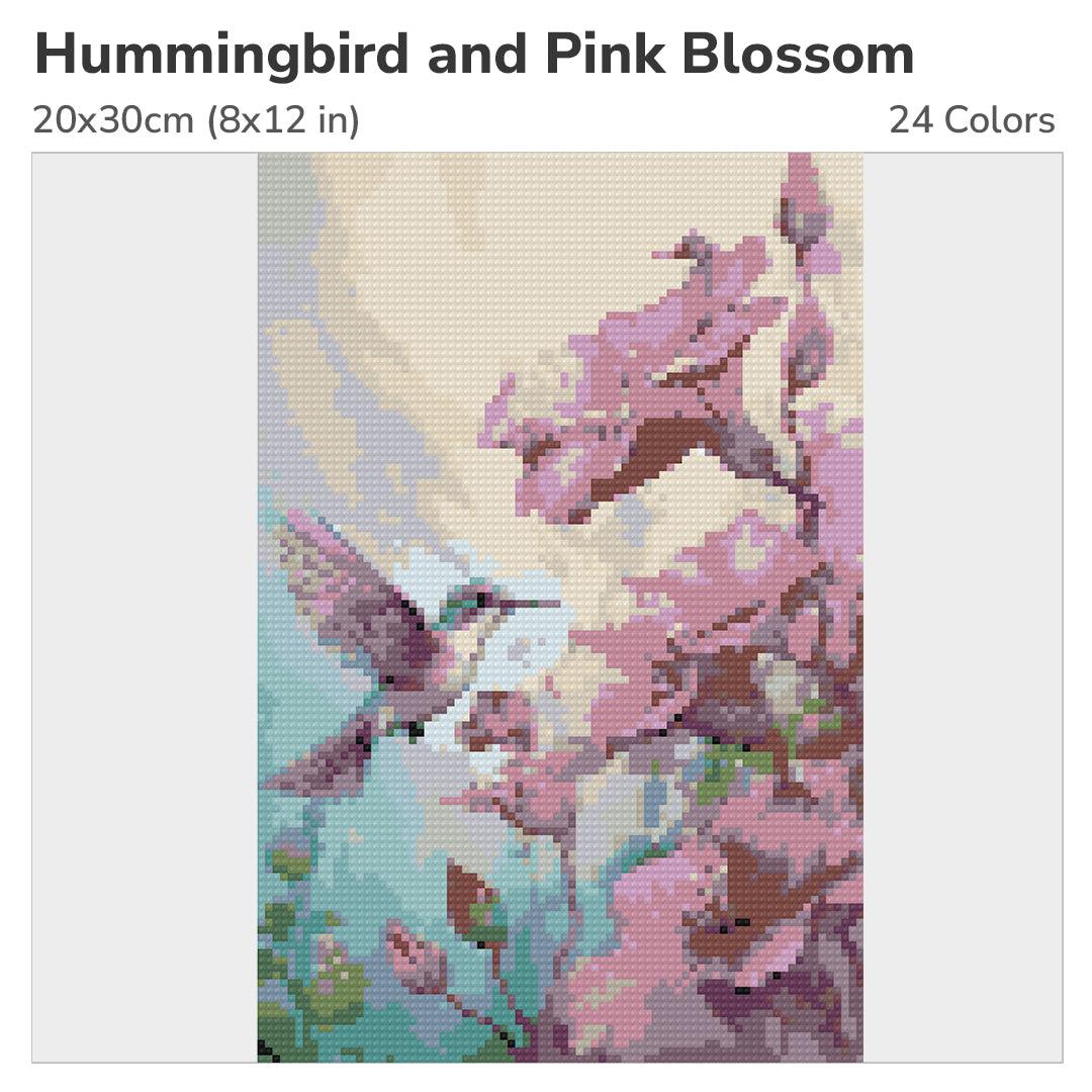 Hummingbird and Pink Blossoms Diamond Painting Kit – Heartful Diamonds