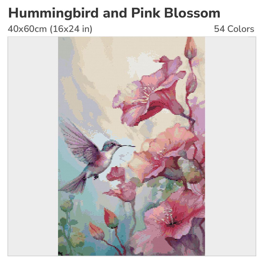 Hummingbird and Pink Blossoms Diamond Painting Kit-Heartful Diamonds