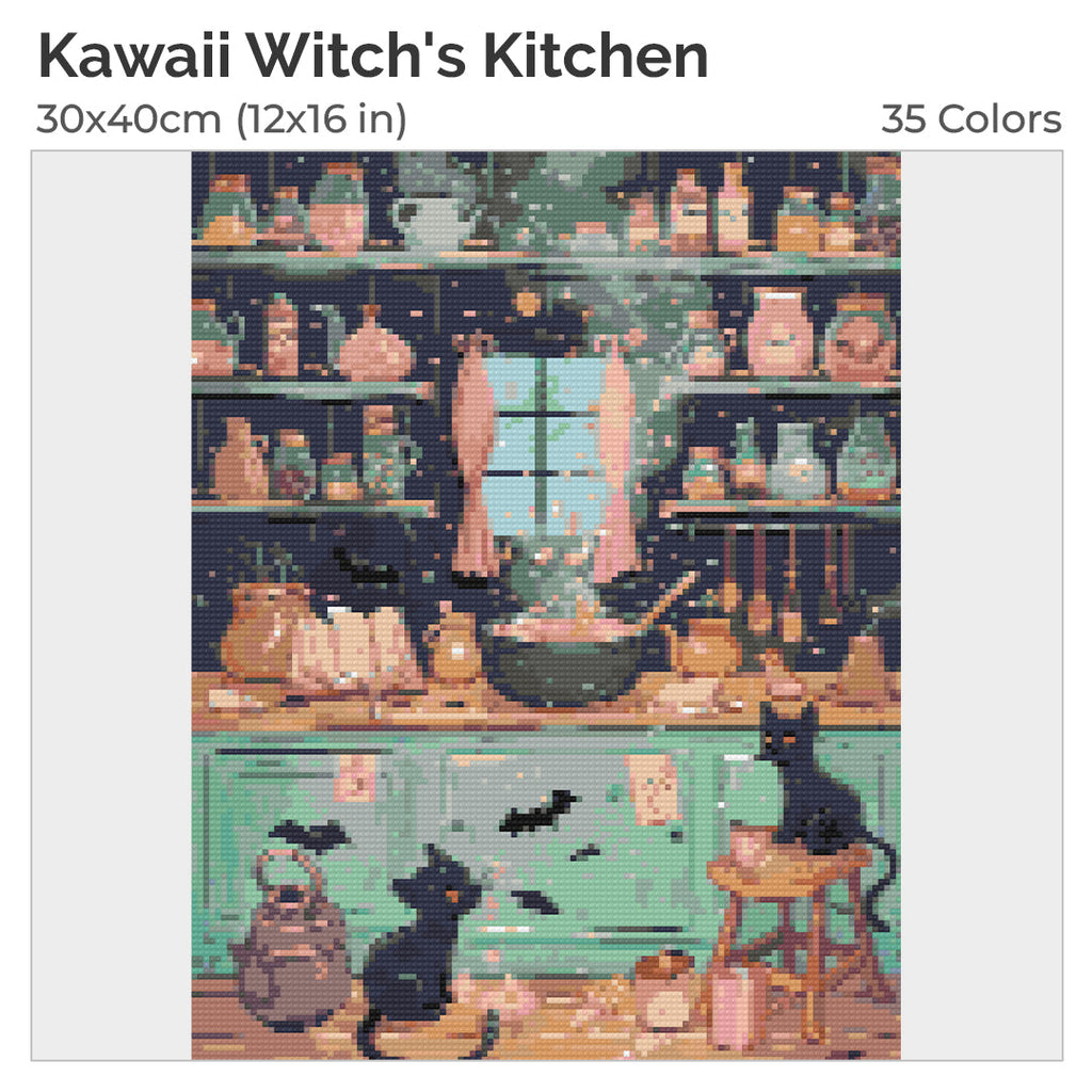 Kawaii Witch's Kitchen Diamond Painting Kit-30x40cm (12x16 in)-Heartful Diamonds