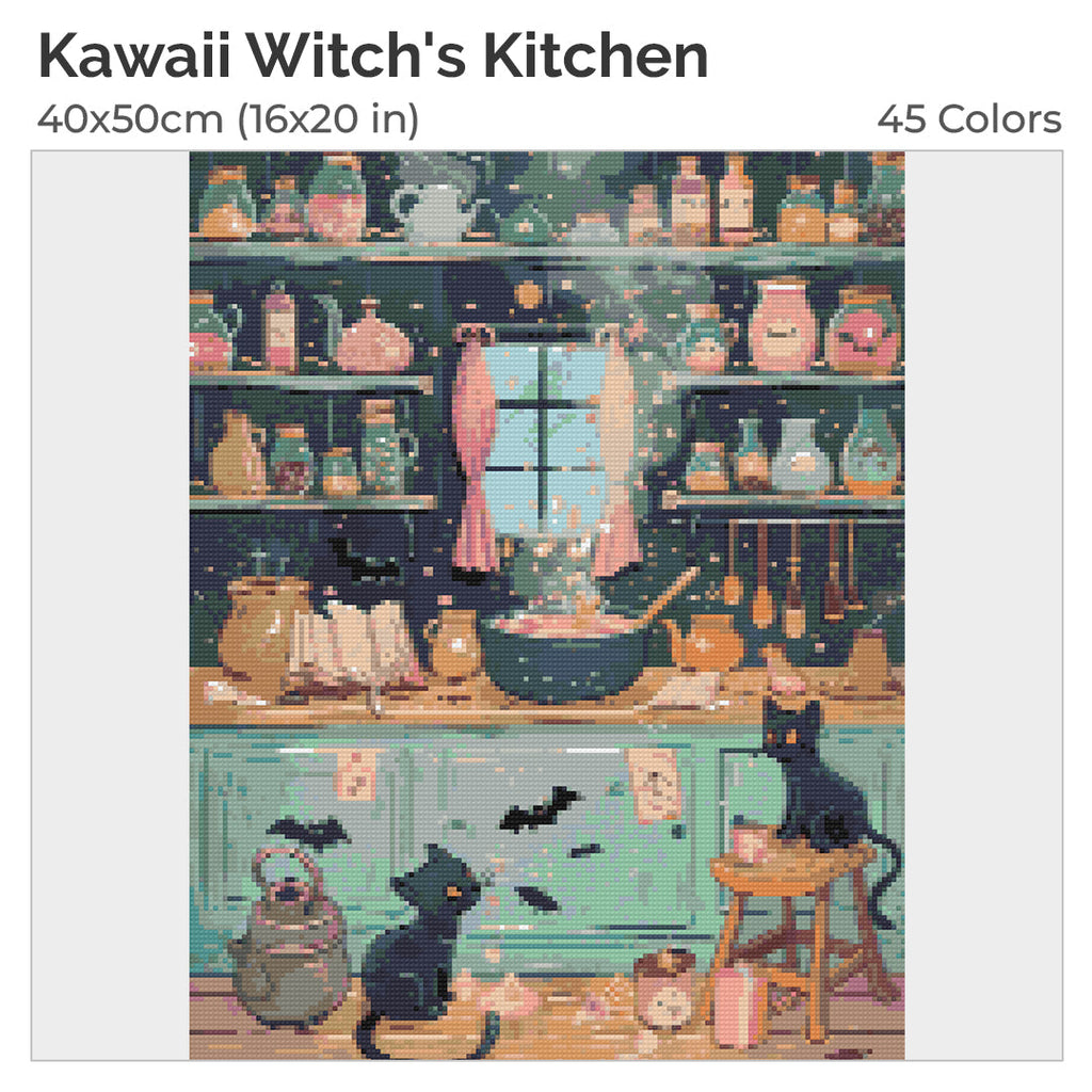 Kawaii Witch's Kitchen Diamond Painting Kit-40x50cm (16x20 in)-Heartful Diamonds