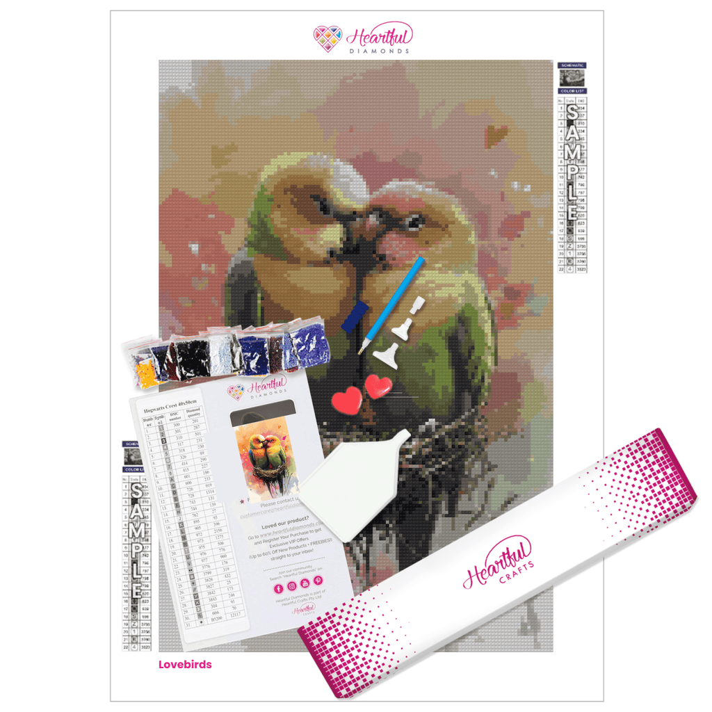 Lovebirds Diamond Painting Kit-30x45cm (12x18 in)-Heartful Diamonds