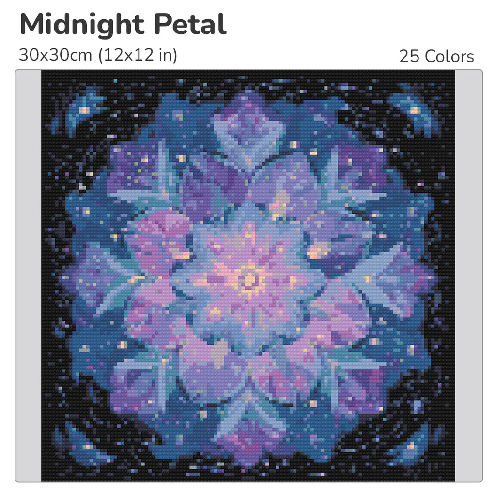 Midnight Petal Diamond Painting Kit-30x30cm (12x12 in)-Heartful Diamonds