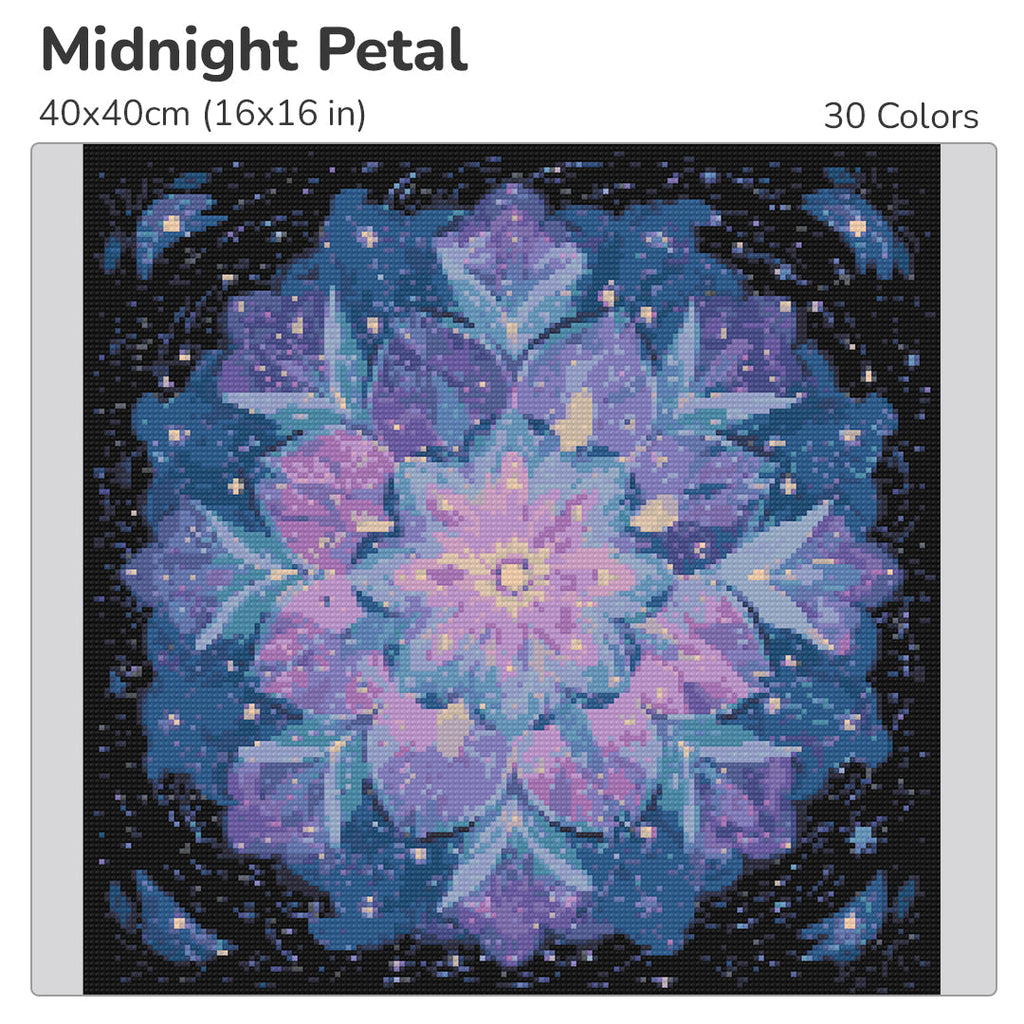 Midnight Petal Diamond Painting Kit-40x40cm (16x16 in)-Heartful Diamonds