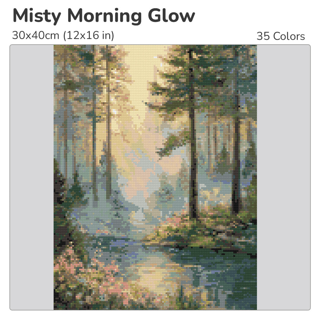 Misty Morning Glow Diamond Painting Kit-30x40cm (12x16 in)-Heartful Diamonds