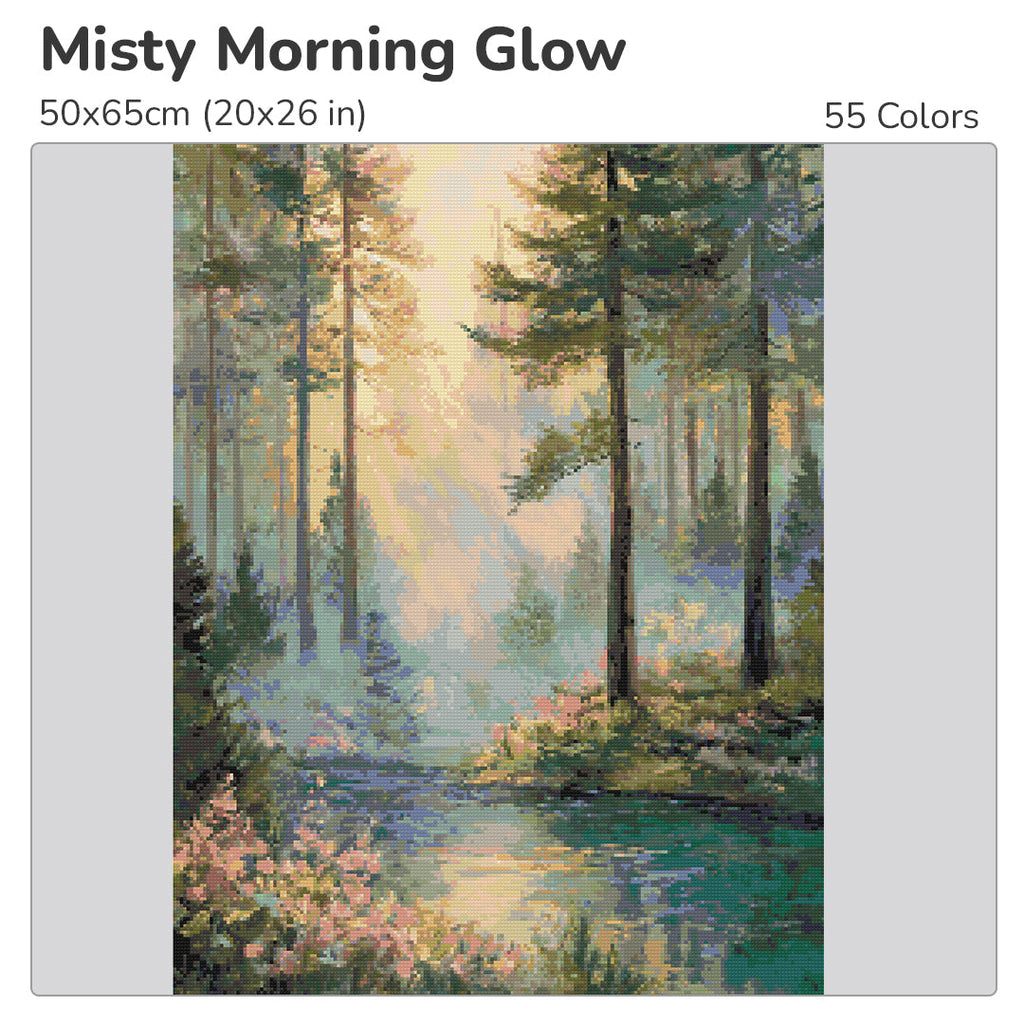 Misty Morning Glow Diamond Painting Kit-40x55cm (16x22 in)-Heartful Diamonds
