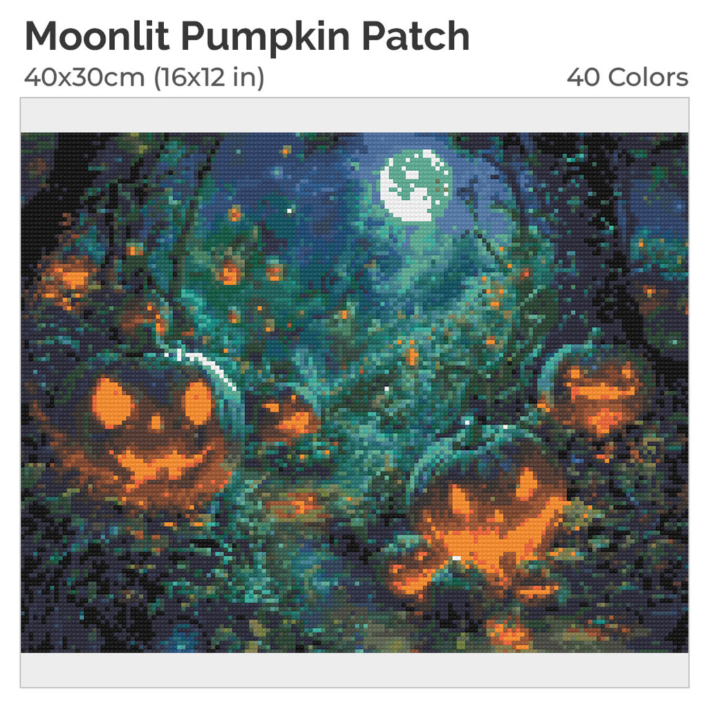 Moonlit Pumpkin Patch Diamond Painting Kit-40x30cm (16x12 in)-Heartful Diamonds