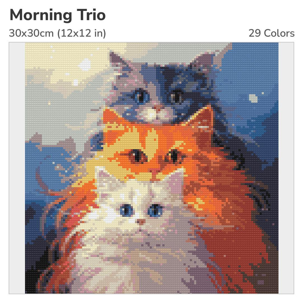 Morning Trio 30x30cm Diamond Painting Kit-Heartful Diamonds