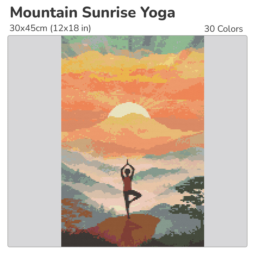 Mountain Sunrise Yoga Diamond Painting Kit-30x45cm (12x18 in)-Heartful Diamonds
