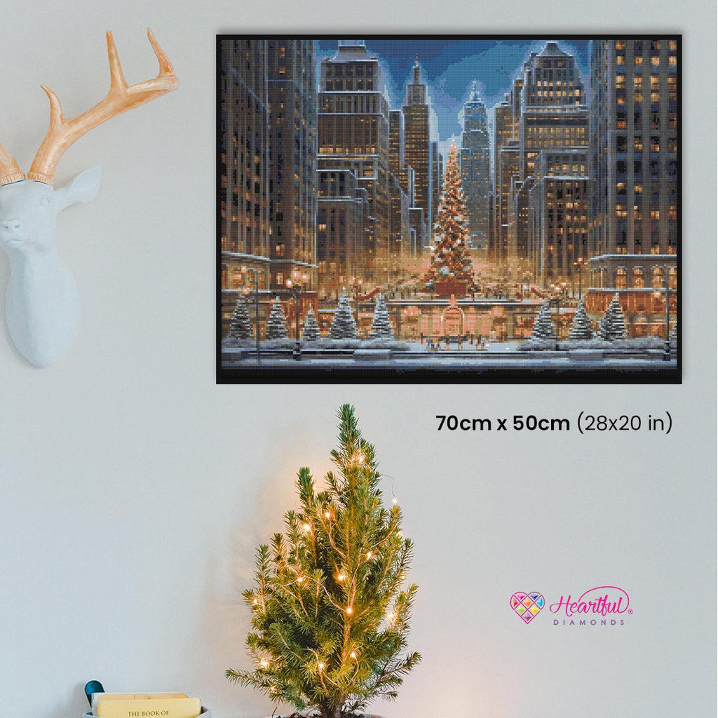 New York City's Grand Christmas Tree Diamond Painting Kit-70x50cm (28x20 in)-Heartful Diamonds