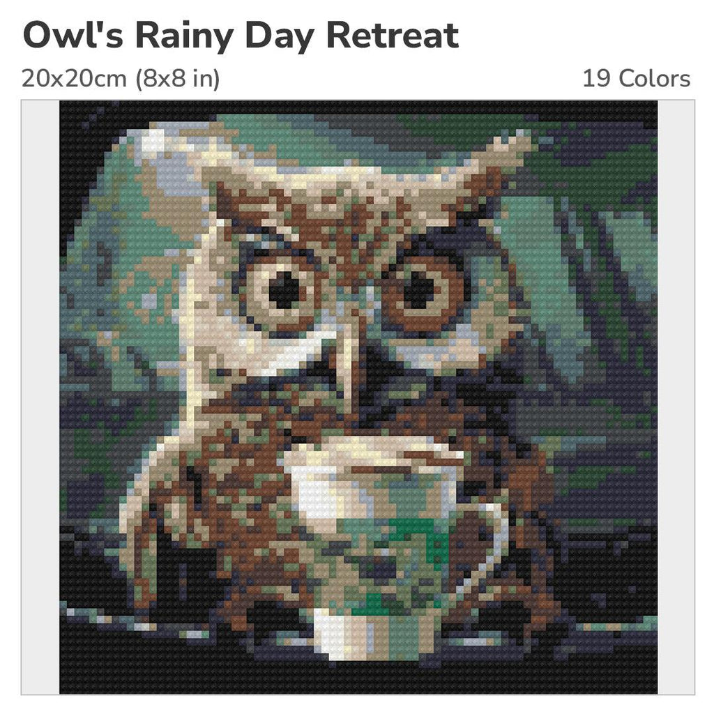 Owl's Rainy Day Retreat 20x20cm Diamond Painting Kit-Heartful Diamonds