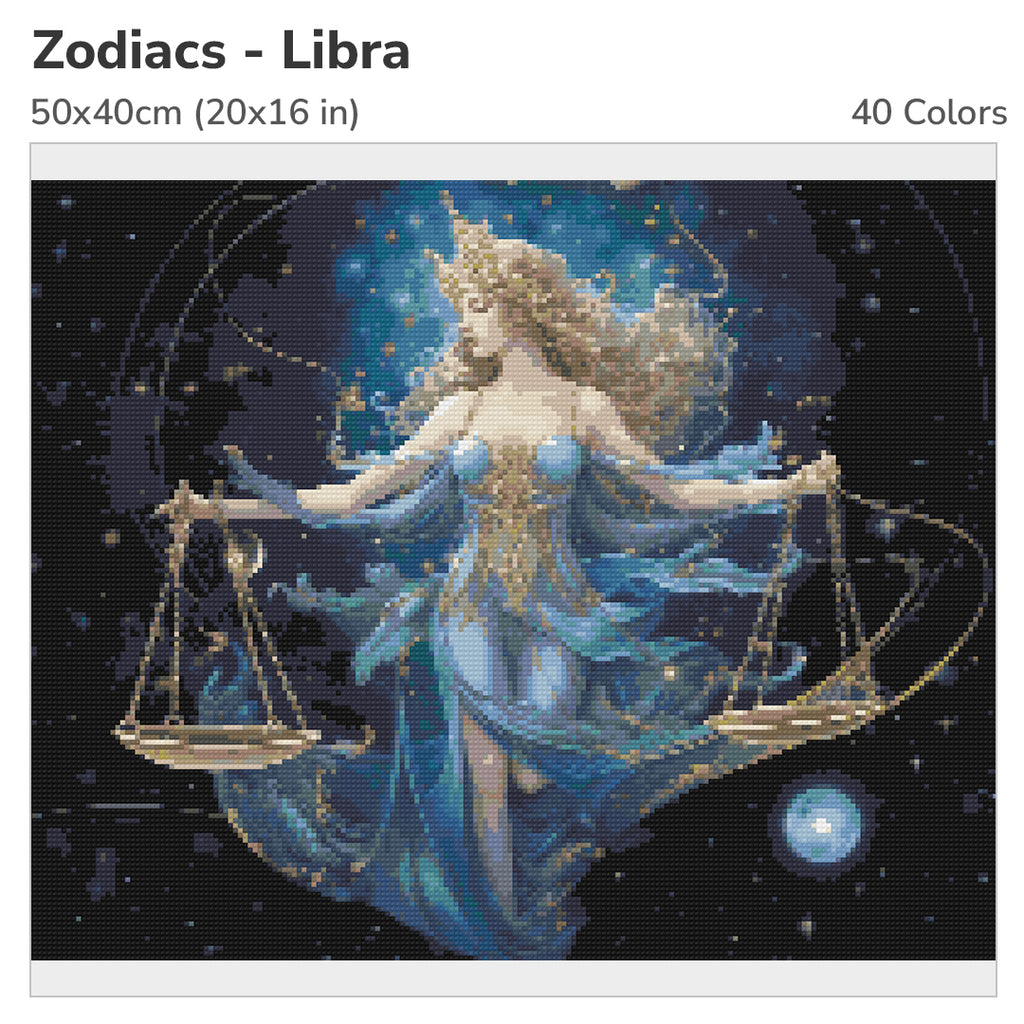 Zodiac - Libra Diamond Painting Kit-50x40cm (20x16 in)-Heartful Diamonds