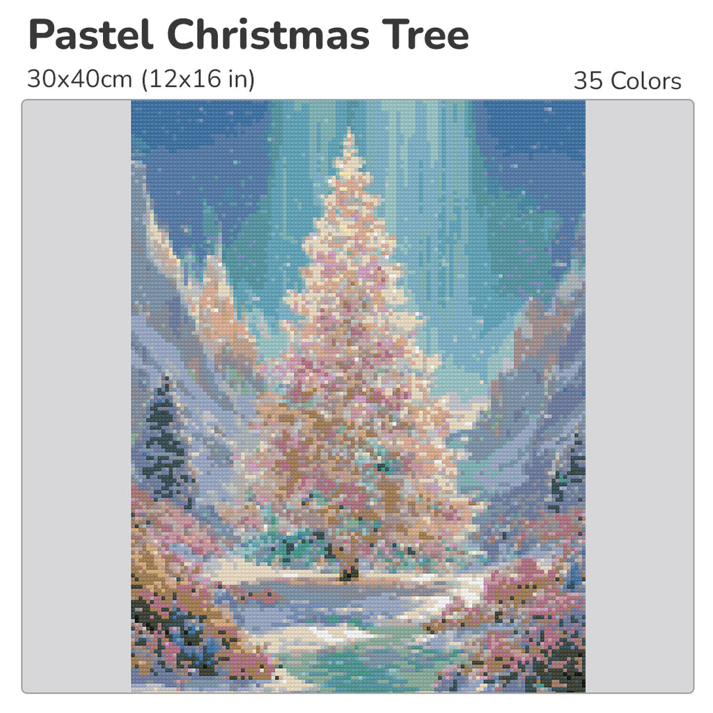 Pastel Christmas Tree Diamond Painting Kit-30x40cm (12x16 in)-Heartful Diamonds
