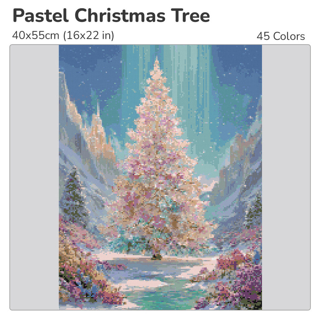 Pastel Christmas Tree Diamond Painting Kit-40x55cm (16x22 in)-Heartful Diamonds
