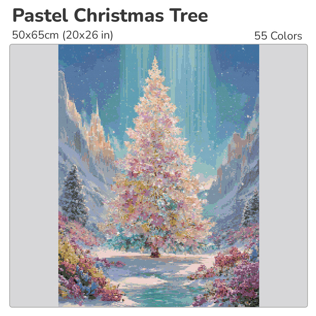 Pastel Christmas Tree Diamond Painting Kit-40x55cm (16x22 in)-Heartful Diamonds