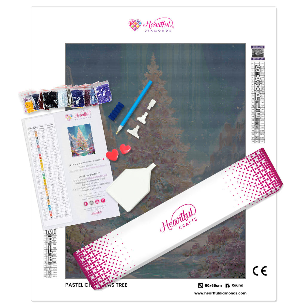Pastel Christmas Tree Diamond Painting Kit-50x65cm (20x26 in)-Heartful Diamonds