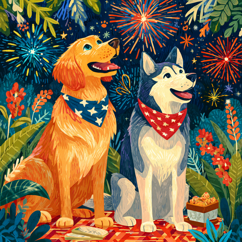 Paws and Fireworks Diamond Painting Kit-30x30cm (12x12 in)-Heartful Diamonds