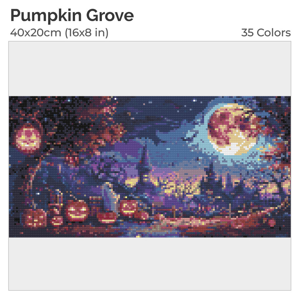 Pumpkin Grove Diamond Painting Kit-40x20cm (16x8 in)-Heartful Diamonds