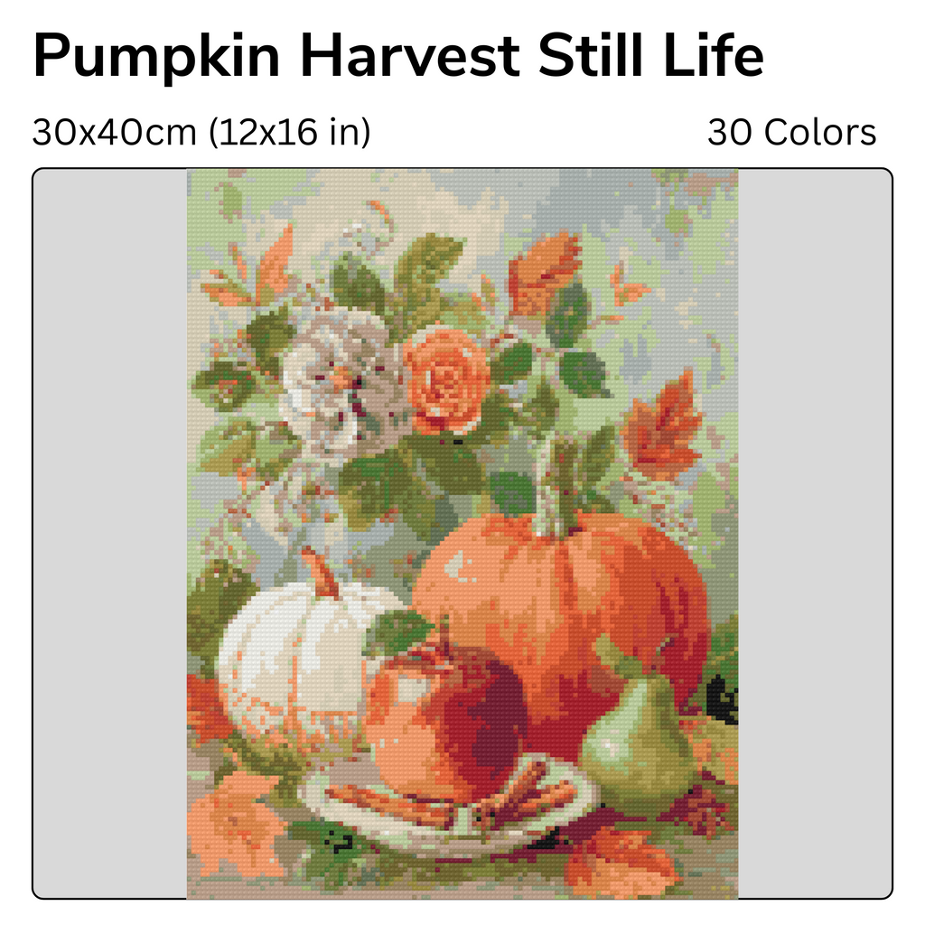 Pumpkin Harvest Still Life Diamond Painting Kit-30x40cm (12x16 in)-Heartful Diamonds