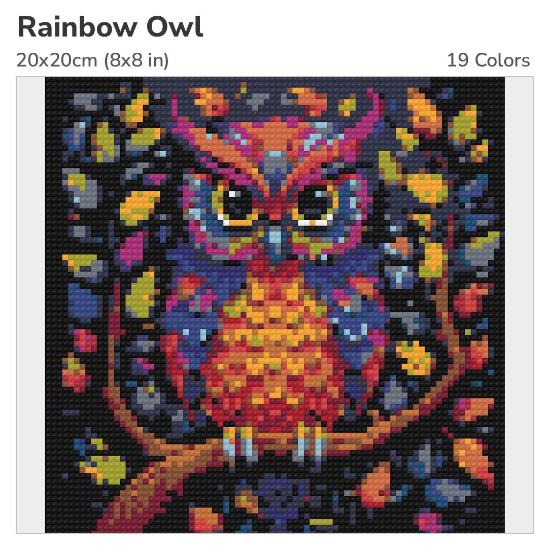 Rainbow Owl 20x20cm Diamond Painting Kit-Heartful Diamonds