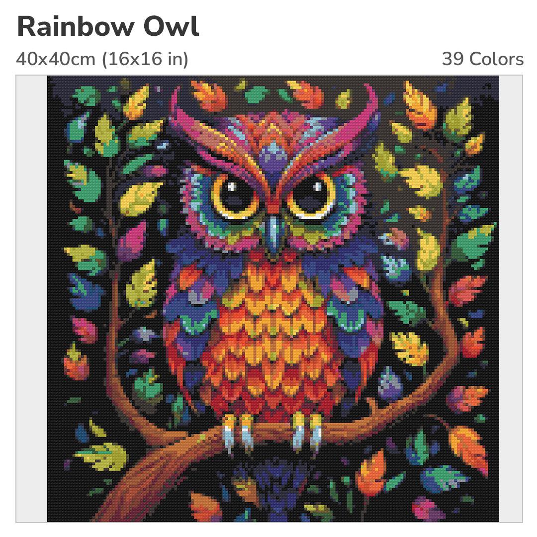 Rainbow Owl 40x40cm Diamond Painting Kit-Heartful Diamonds