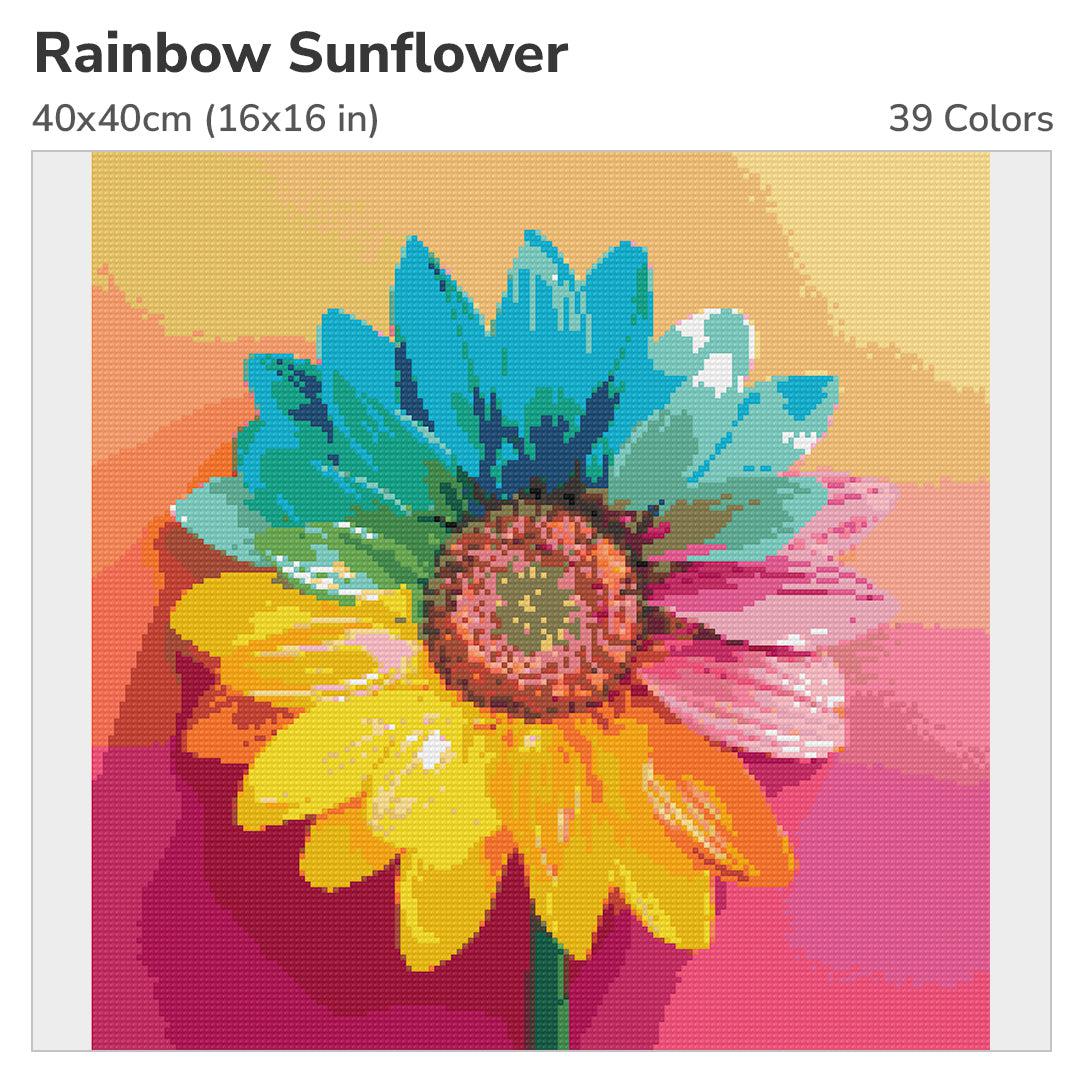 Rainbow Sunflower Diamond Painting Kit-40x40cm (16x16 in)-Heartful Diamonds