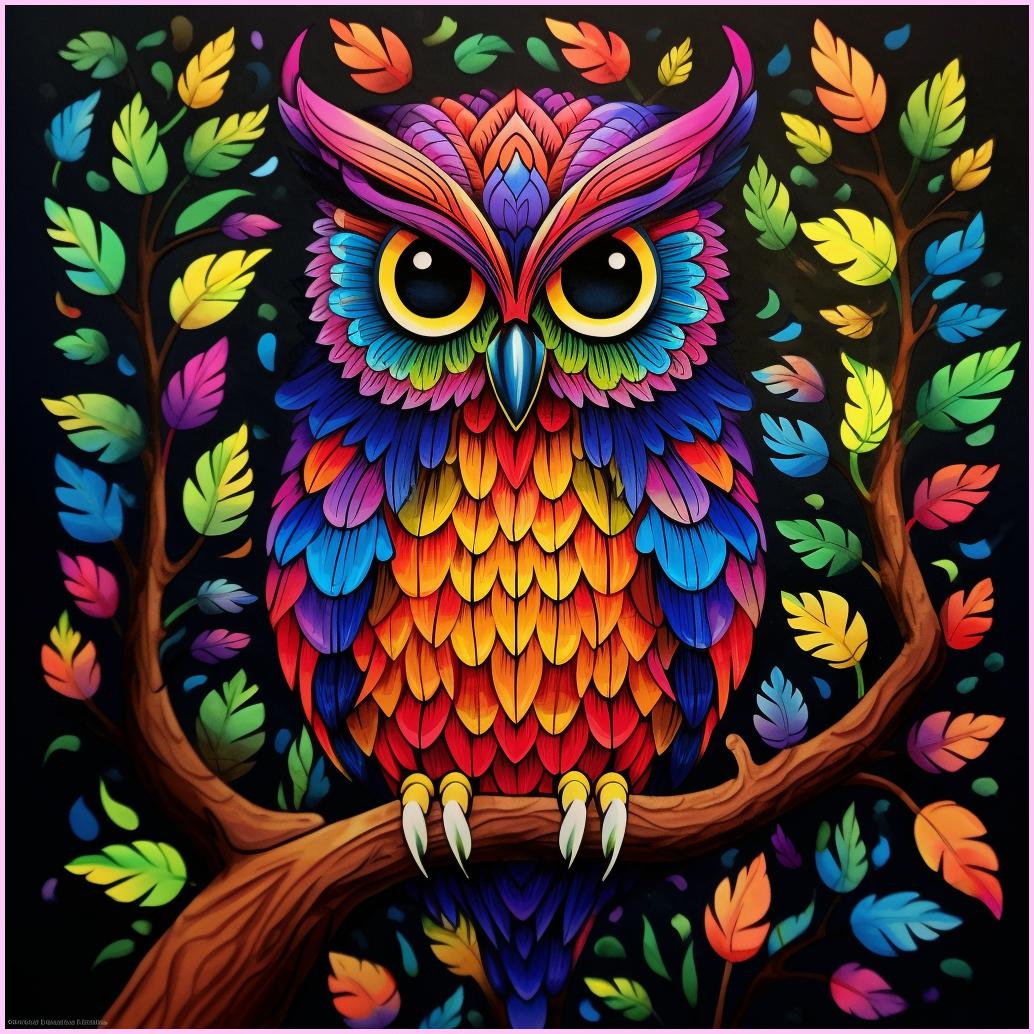 Rainbow Owl Diamond Painting Kit-Heartful Diamonds