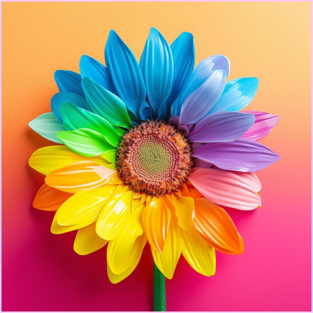 Rainbow Sunflower Diamond Painting Kit-40x40cm (16x16 in)-Heartful Diamonds