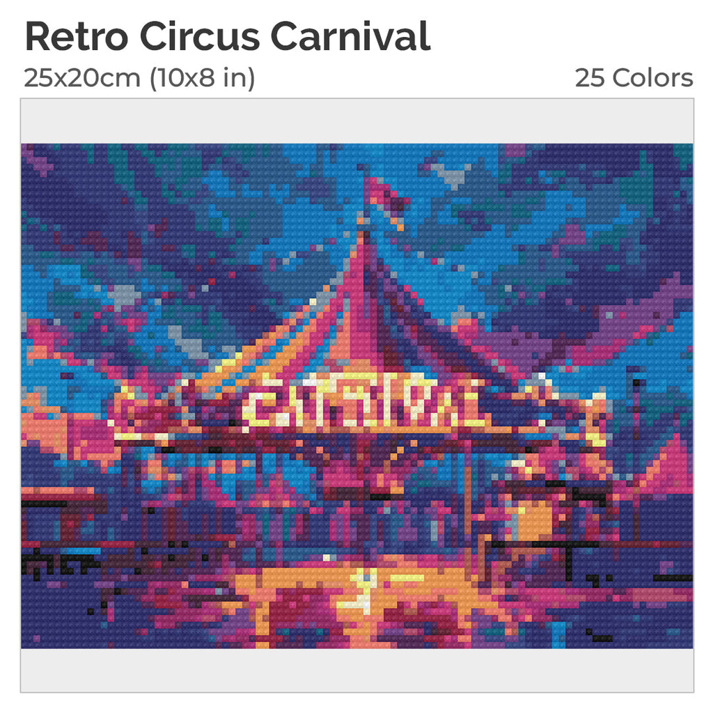 Retro Circus Carnival Diamond Painting Kit-25x20cm (10x8 in)-Heartful Diamonds