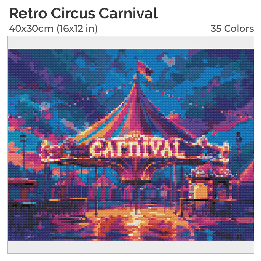 Retro Circus Carnival Diamond Painting Kit-40x30cm (16x12 in)-Heartful Diamonds