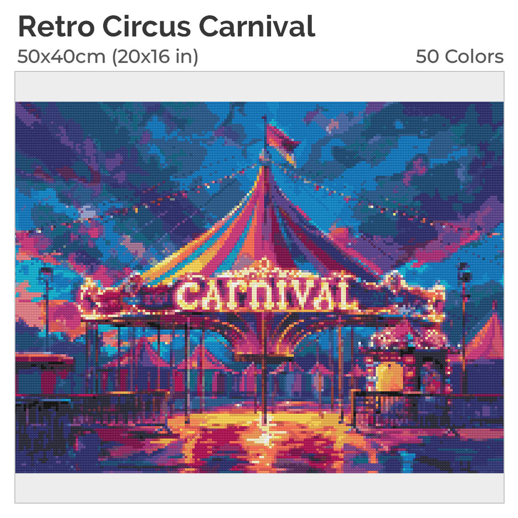 Retro Circus Carnival Diamond Painting Kit-40x30cm (16x12 in)-Heartful Diamonds