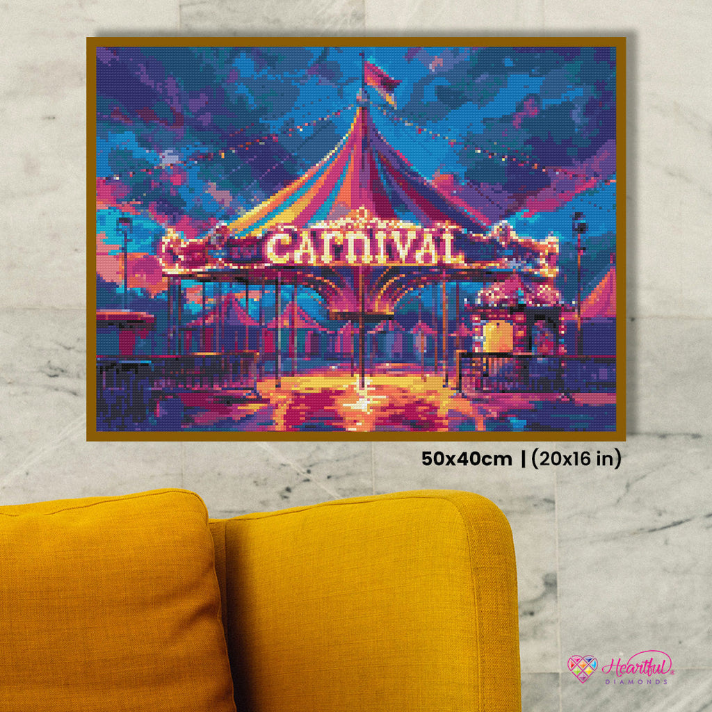 Retro Circus Carnival Diamond Painting Kit-50x40cm (20x16 in)-Heartful Diamonds