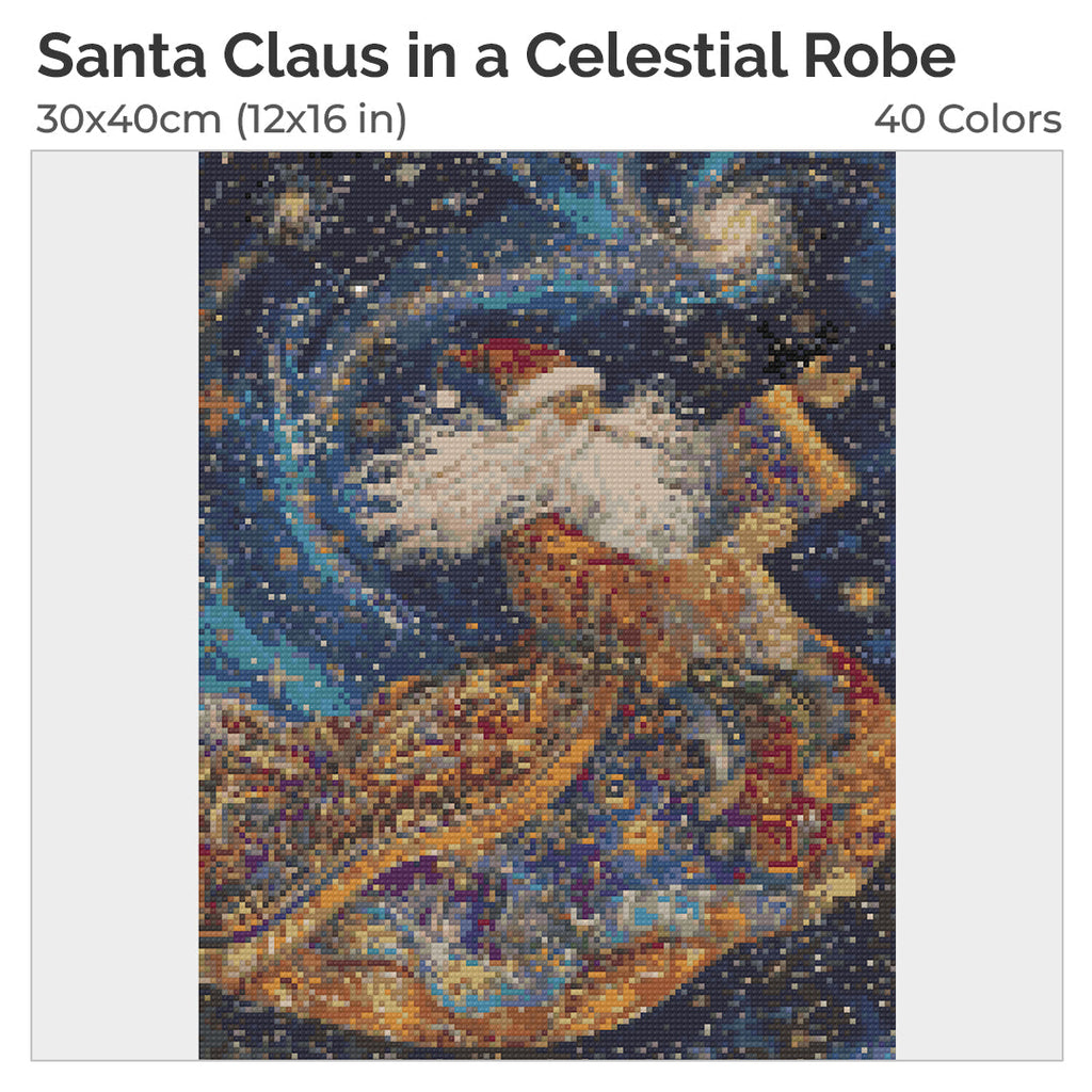 Santa Claus in Celestial Robe Diamond Painting Kit-30x40cm (12x16 in)-Heartful Diamonds