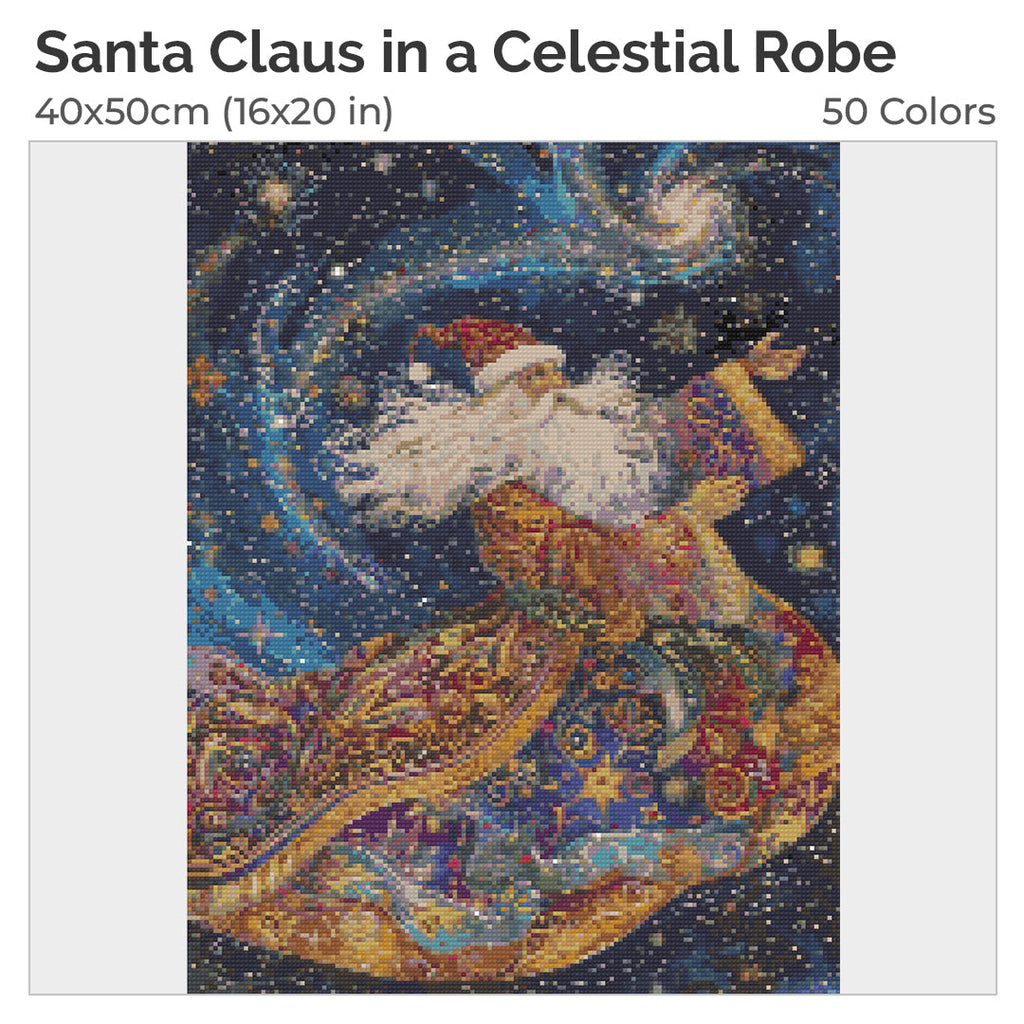 Santa Claus in Celestial Robe Diamond Painting Kit-40x50cm (16x20 in)-Heartful Diamonds