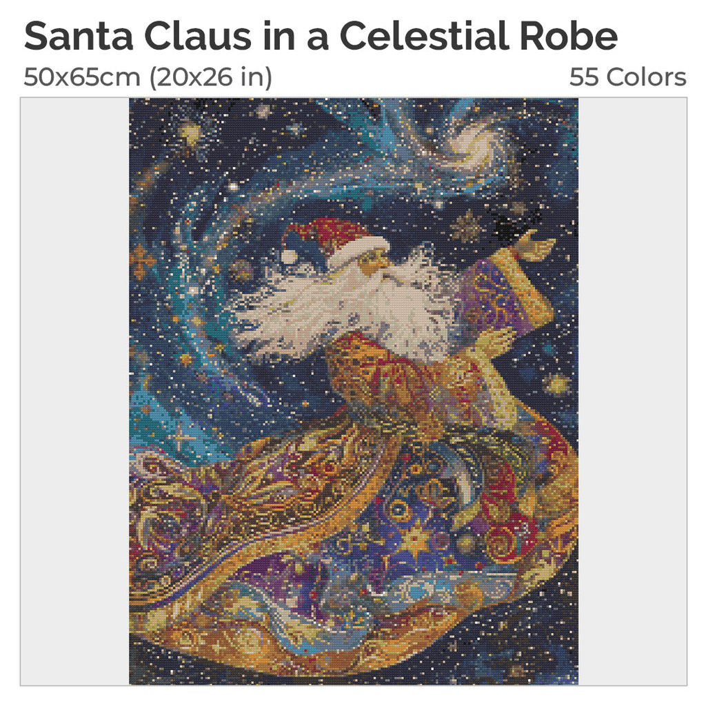 Santa Claus in Celestial Robe Diamond Painting Kit-40x50cm (16x20 in)-Heartful Diamonds