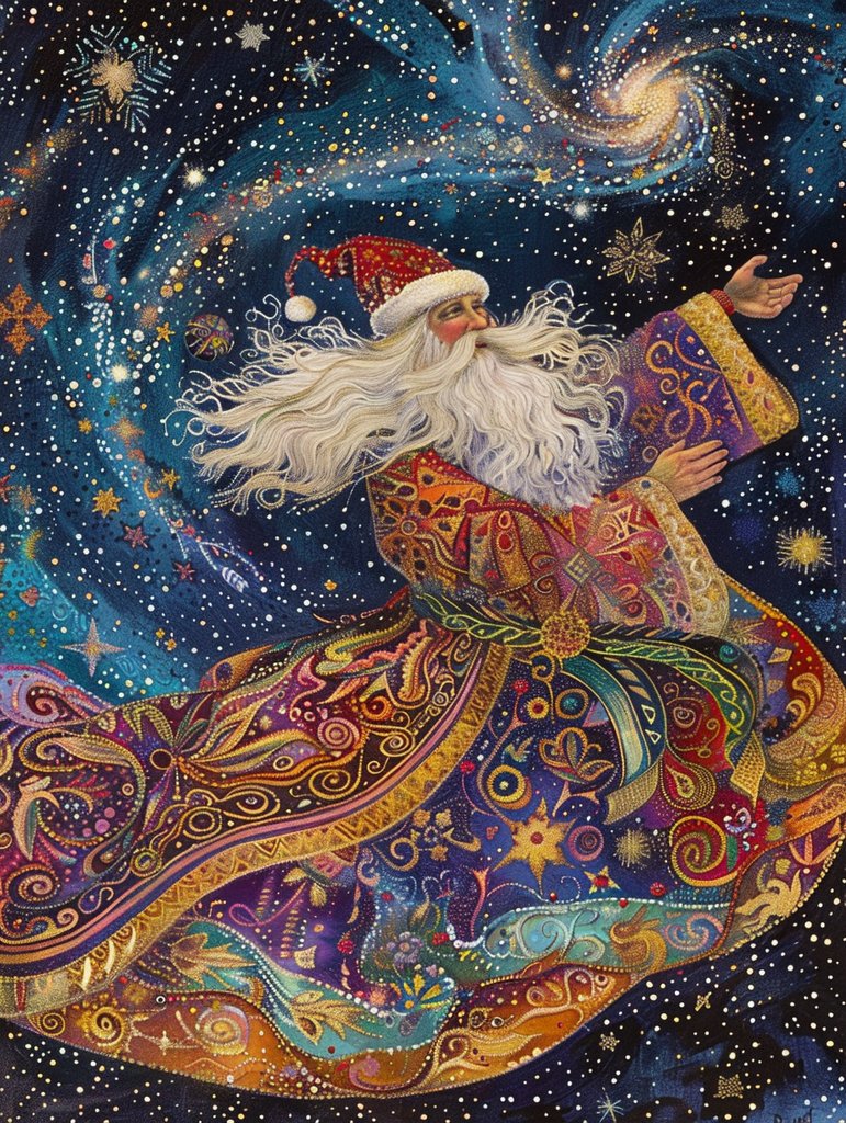 Santa Claus in Celestial Robe Diamond Painting Kit-30x40cm (12x16 in)-Heartful Diamonds