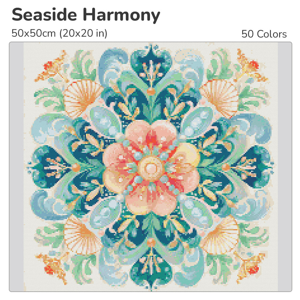 Seaside Harmony Diamond Painting Kit-40x40cm (16x16 in)-Heartful Diamonds